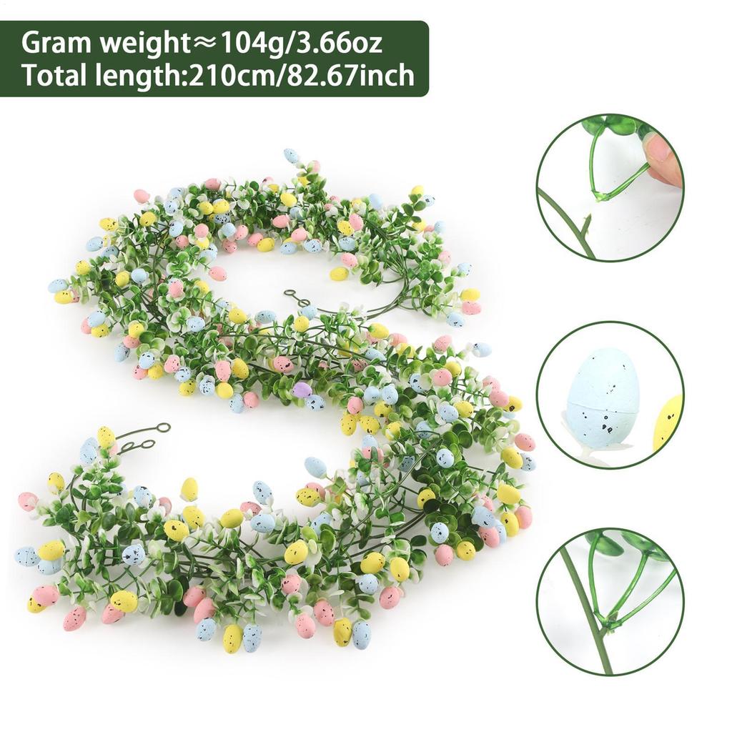 Easter Egg Garland 2 Pieces Artificial Spring Easter Egg Garland Decorations Holiday Ornament For Home Indoor Party Wall