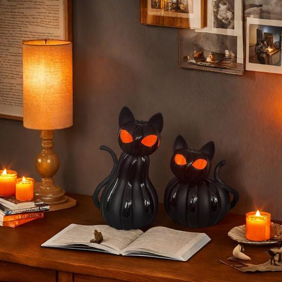 Фигурка черного кота Хэллоуин настольное украшение смола статуэтка кота
