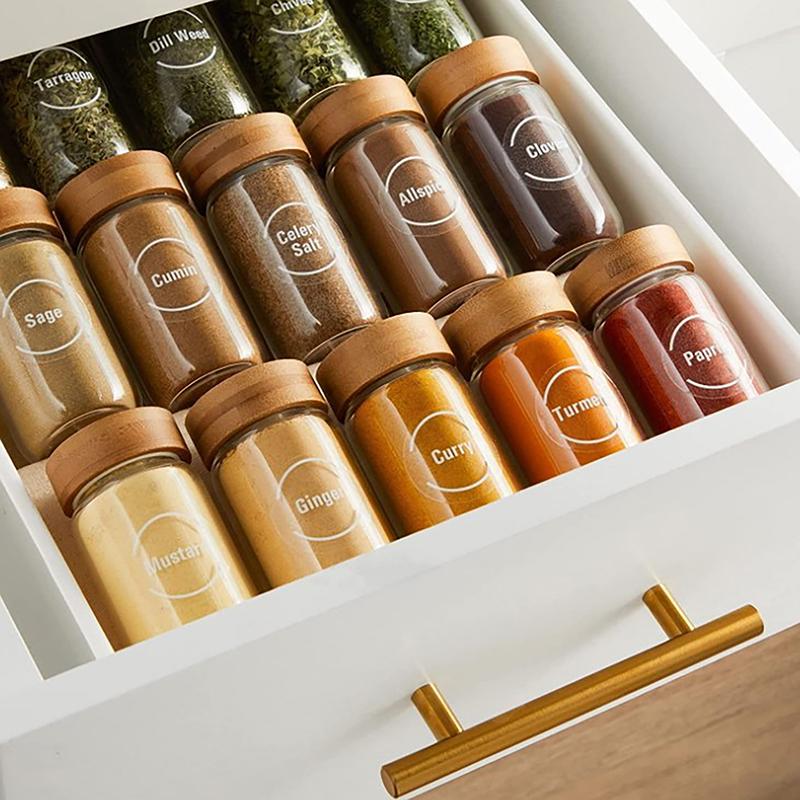 144 печатных этикеток для банок для специй, наклейки для кладовой, круглые наклейки для специй на доске