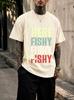 2026 New Pure Cotton Tshirt Fishy Fishy Come Over Fishing Fun Slogan Print Crew Neck Short Sleeve Casual Top