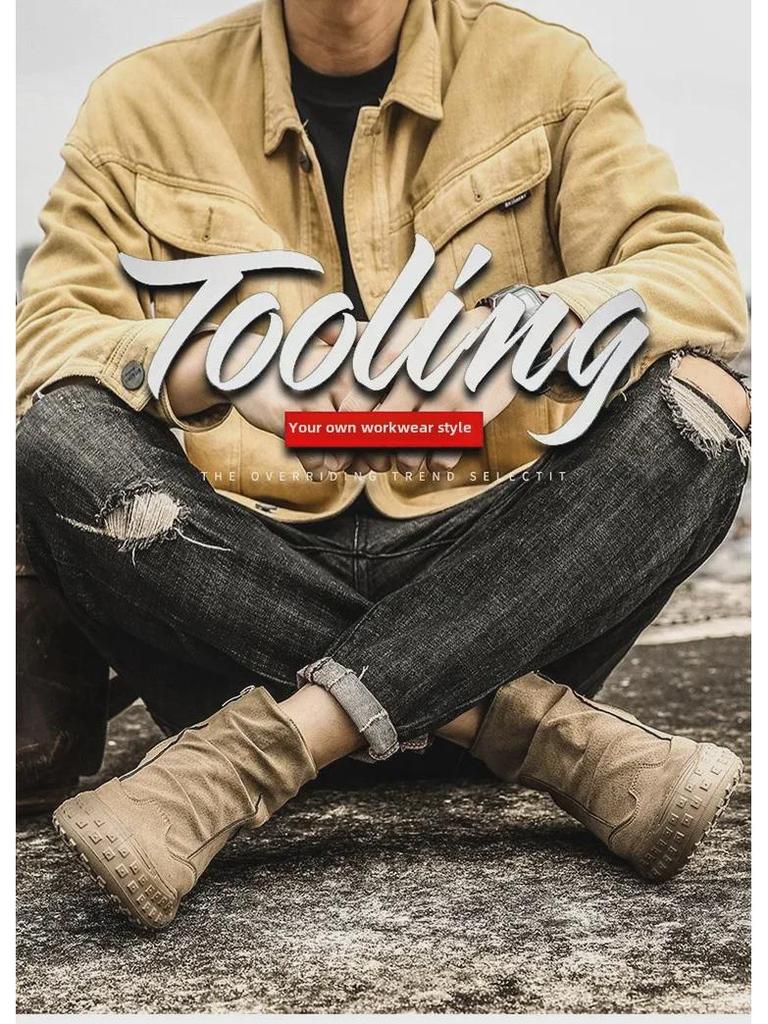 Men's Waterproof High-Top Retro Suede Martin Boots - Dirt-Resistant Casual Work Shoes for Autumn and Winter