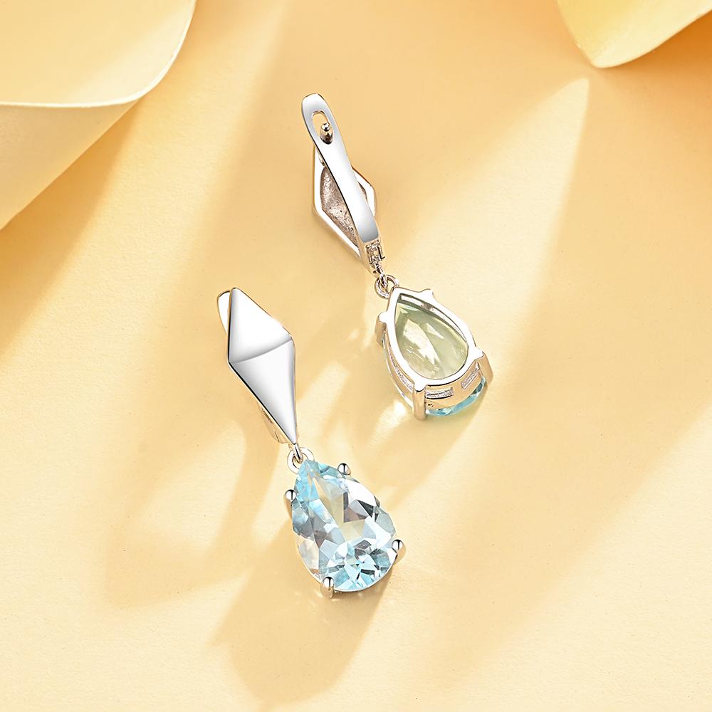 1 пара модных серег с натуральным небесно-голубым топазом в форме капли для женщин, повседневная одежда, изысканные ювелирные изделия из стерлингового серебра 925 пробы