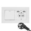 16А белая панель с розеткой-выключателем европейского стандарта, двойная розетка настенная европейского стандарта в немецком стиле, домашние выключатели света