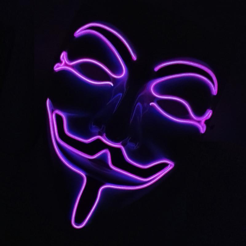 V For Vendetta Mask Cosplay Guy Fawkes Hacker Glowing Mask For Halloween Carnival Decor Props