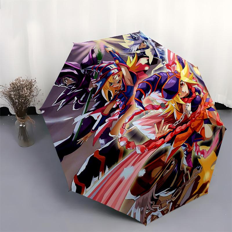 1pc Outdoor Umbrella with Yu-Gi-Oh! Characters - Automatic Opening/Closing, Portable 3-Fold Design, 8-Rib Iron Frame - Perfect Gift for Fans, Tra