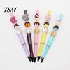 Beaded Ballpoint Pen Set Set, with Cute Donut And Cookie Charms Fun School Stationery Design, DIY Dessert Beads Colorful Pens, for Students