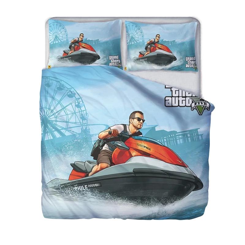 Новый Grand Theft Auto V Видеоигра GTA 5 3D Печатные комплекты постельного белья Пододеяльник Наволочка Au Eu Us Twin Full Queen King Size