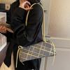 Simple Style Striped Plaid Shoulder Bags Versatile Long Strap Underarm Bag  Travel