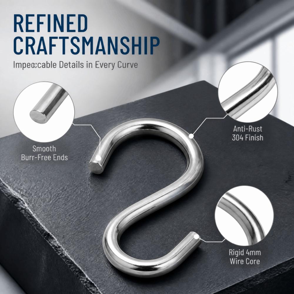 20pcs Sturdy Heavy Duty S Hooks Versatile S Shaped Hook Hanger Organizer Hook  For Hammock
