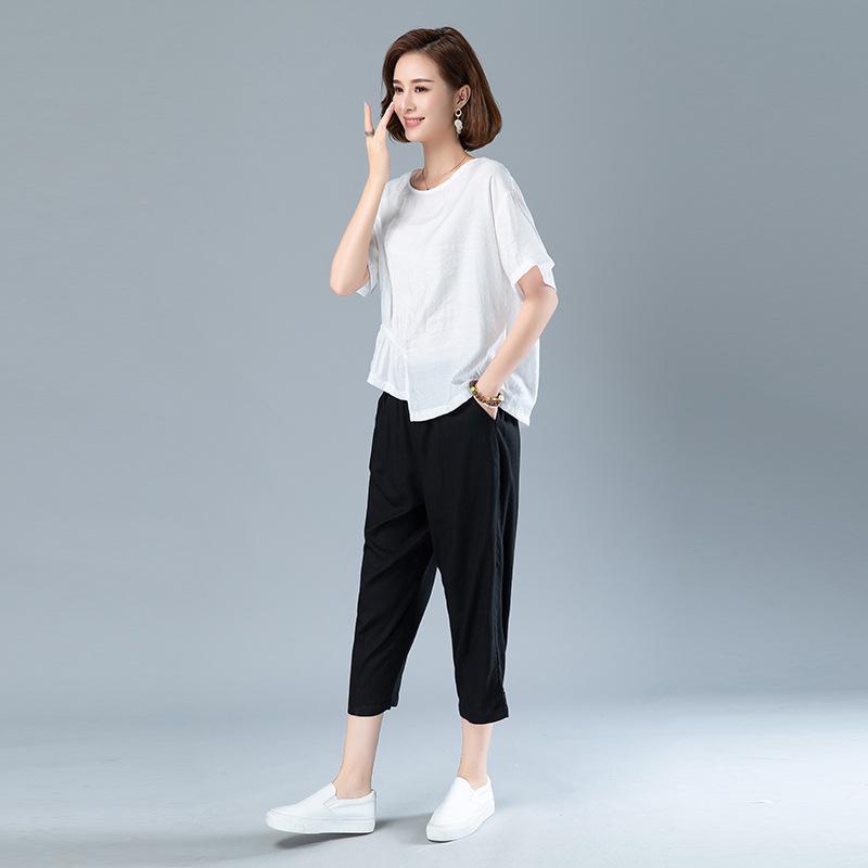 Летняя мода 2025 года: Мамин маленький повседневный комплект из хлопка и льна