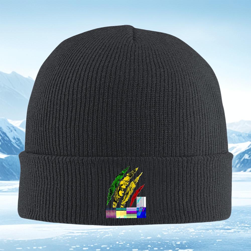 Claws ripping animal vibrant image Men Women Unisex Knitted Hat Beanie Pullover Cap Winter Thermal Warm Christmas Outdoor Cyclin