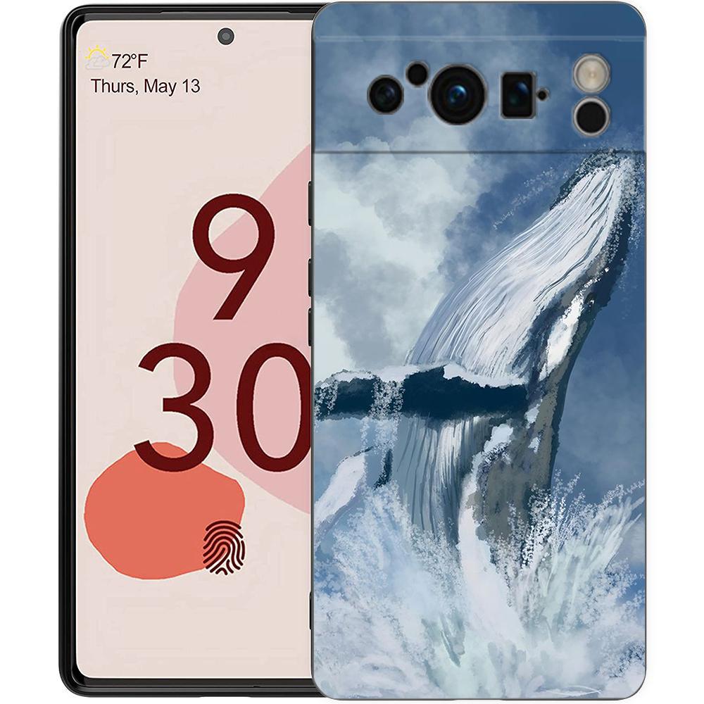 Парный чехол для телефона с дельфином и китом Для Google Pixel 9 8 9A 8A 7 7A 6 Pro XL 6A 5G Черный Мягкая задняя крышка Роскошный TPU Чехол