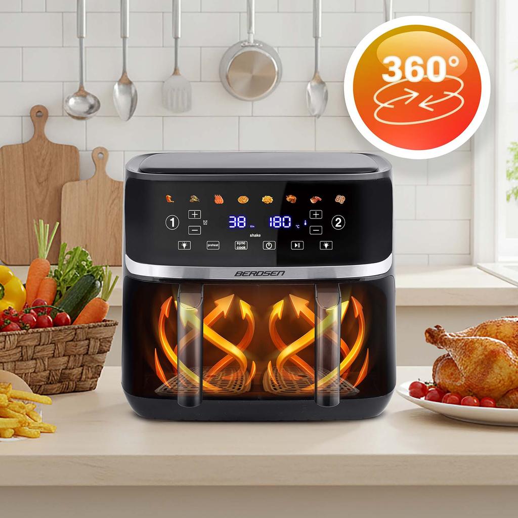 Large Xl Dual-Basket Air Fryer, Berdsen