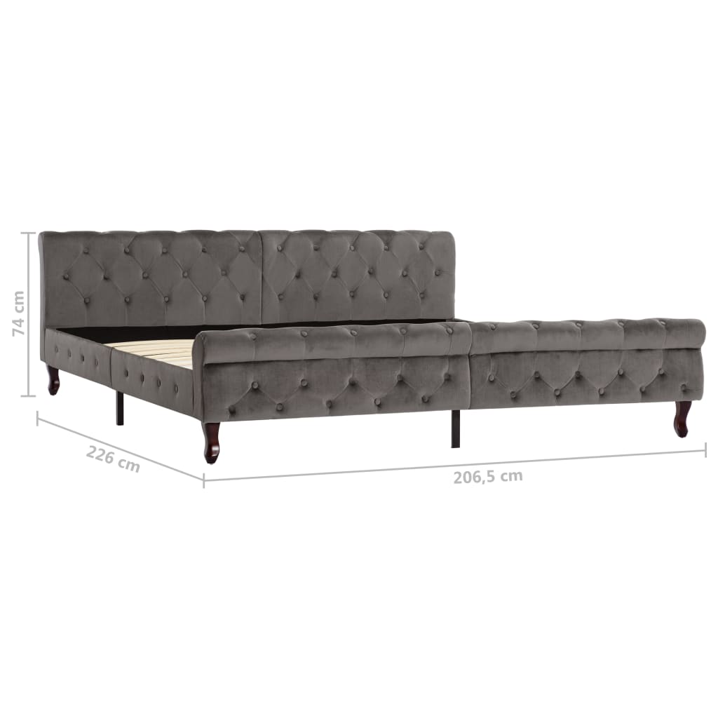 Grey Velvet Bed Frame 200x200 cm