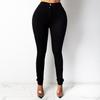 Women Solid Color Skinny Fit Washed Jeans High Waist Zipper Button Fly Pockets Denim Pencil Trousers Streetwear