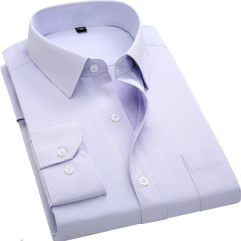 Large Size Men 'S Business Casual Long Sleeved Shirt White Blue Black Smart Male Social Dress Shirt 