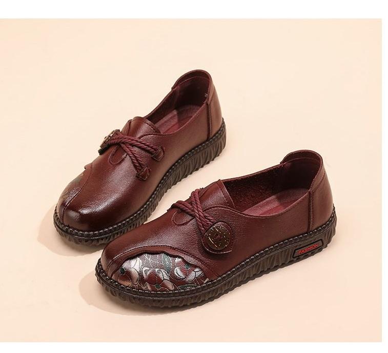 Ретро балетки с двойными ремешками женская осенняя обувь кожаные мокасины туфли с широким носком для мамочек пожилые дамы мокасины с принтом