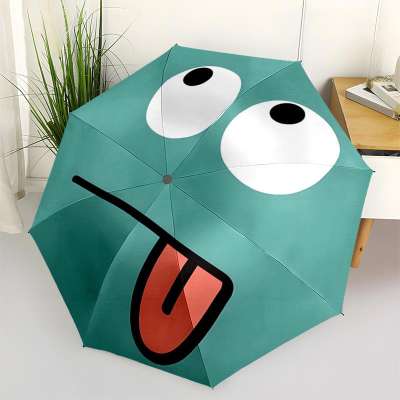 1pc Silly Face Automatic Open/close Umbrella, 8-Rib sturdy structure, Portable Travel Umbrella, Parties, Everyday Use, 24