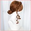 New Frozen Anna Cosplay Wig Brown Braided Updo with Curly Side Locks New Style Princess Anna Hair for Cosplay Party Halloween