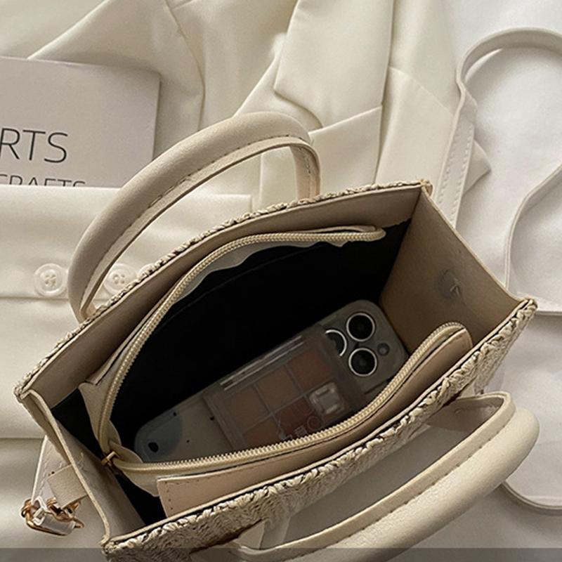 Летняя плетеная из соломы маленькая сумка через плечо для женщин, дорожная, ручной работы, квадратная, простой дизайн, ротанговая пляжная сумка KTY