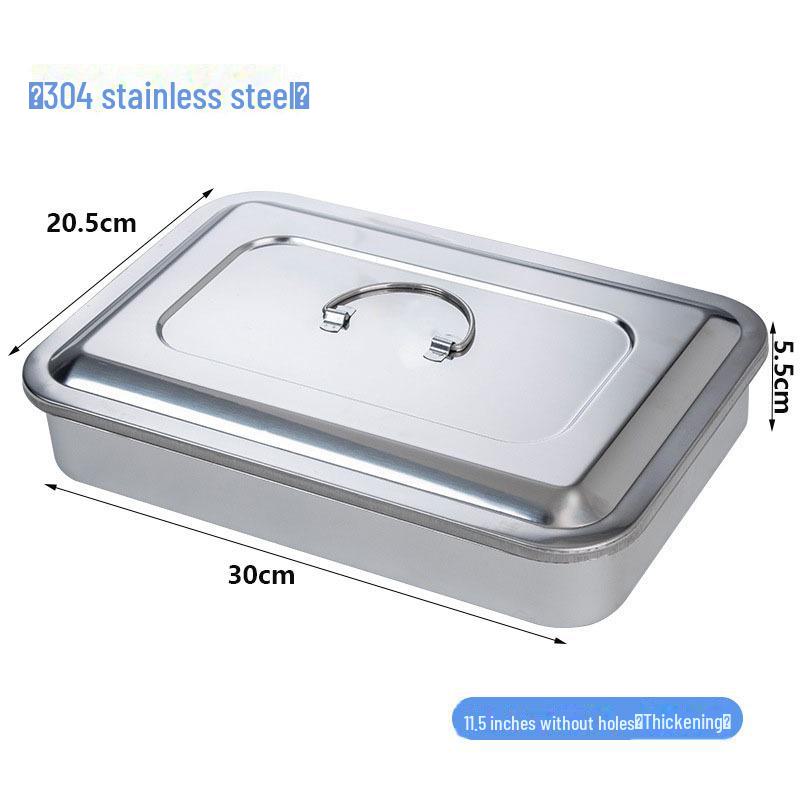 Stainless Steel Disinfection Tray with Holes and Cover, High-Temperature Square Instrument Tray