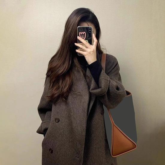 Женское длинное шерстяное пальто двубортное пальто-бушлат повседневное с длинным рукавом лацкан с вырезом тренч