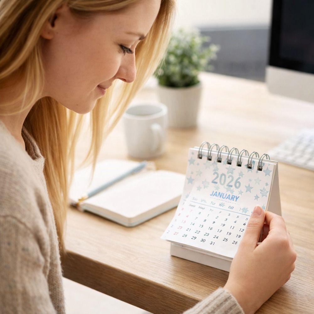 Mini Desktop Calendar Coil Binding Schedule Planner Cute 2026 Desk Calendar Office School Supplies