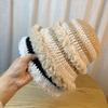 Crocheted Color Blocked Plush Knitted Fisherman Hat for Women In Autumn and Winter Warm and Face Showing Small Woolen Hat Plush Hat