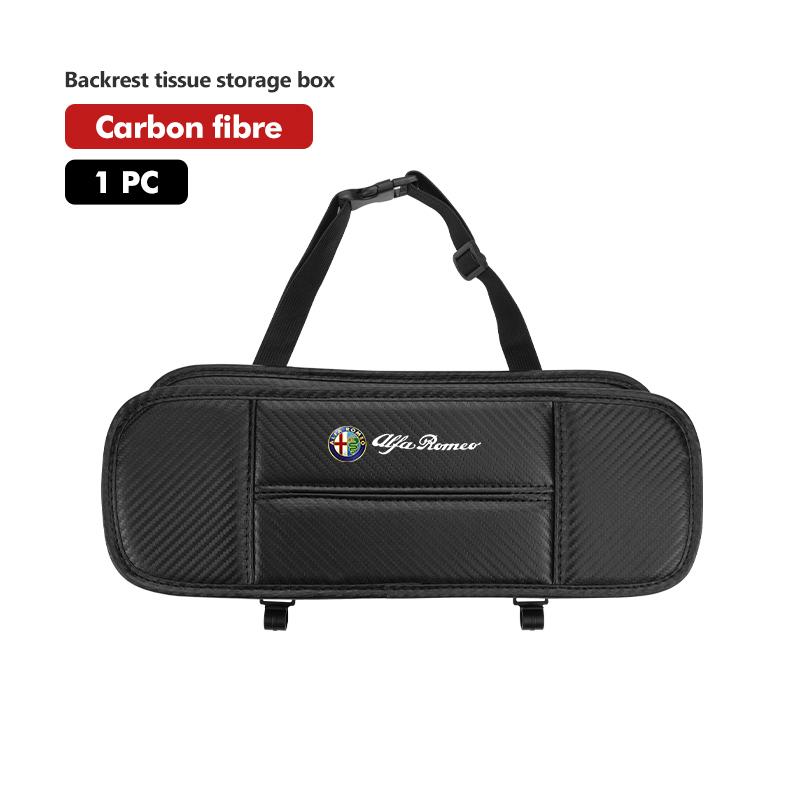 Car Drink Storage Box Phone Pocket Back Seat Tissue Hanging Bag For Alfa Romeo Giulia 147 Mito 156 159 166 GT Stelvio Brera