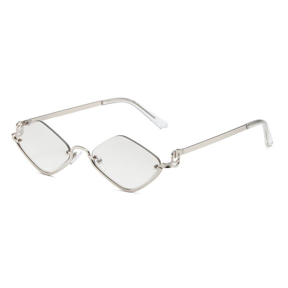 UV Protection Rhombus Sunglasses Metal Half Frame UV Resistant Cycling Glass Hipster