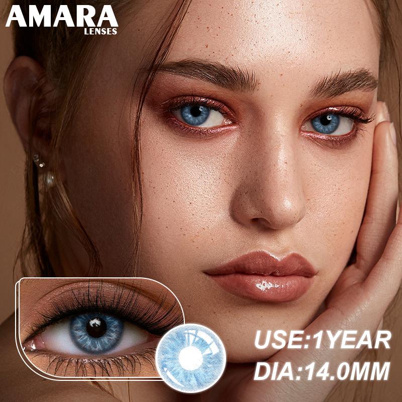 AMARA 1Pair Цветные контактные линзы WUSU Мягкие линзы Красота Линзы для глаз Темно-синие цветные контактные линзы Косметика для глаз Годовое использование