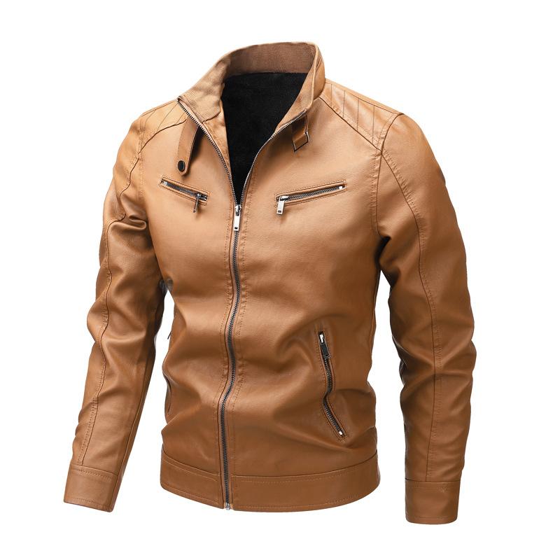 Верхняя кожаная куртка мужская куртка из искусственной кожи осень-зима корейская версия модный воротник-стойка локомотив одежда инструментальная куртка
