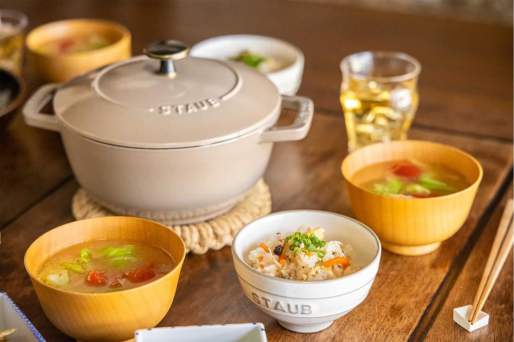 STAUB Льняная М 18 см винтажная ручка с двумя ручками литая эмалированная кастрюля рисоварка 2 чашки IH совместимый японский продукт с серийным номером "Wanabe Specification"