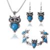 Металлический набор украшений с совой и бирюзой: Ожерелье, Серьги и Браслет - Европейская и Американская Мода