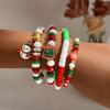 Christmas Polymer Clay Bead Bracelet Set: Santa Claus, Reindeer, and Tree