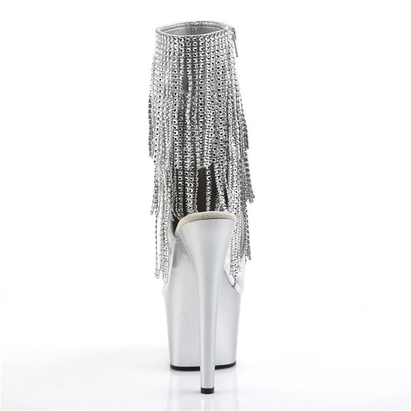 2025 новые туфли боковая молния тонкий каблук круглый носок ботинки, прозрачный верх