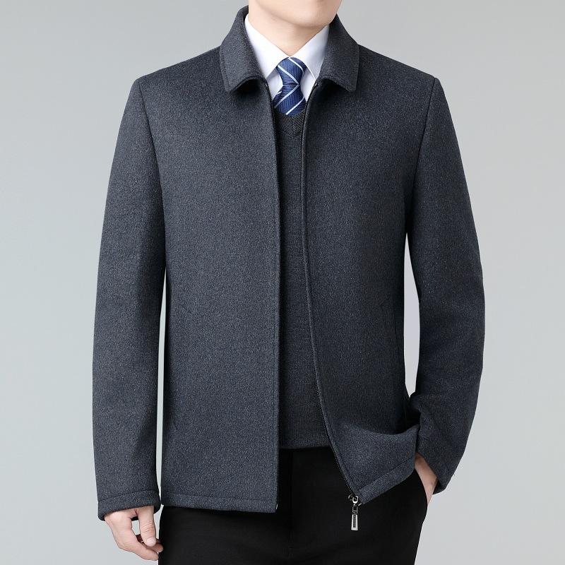Autumn and Winter Cashmere Jackets for Middle-aged Men and Dads, Leaders and Cadres, Woolen Woolen Jackets, Middle-aged and Elderly Lapel Jackets