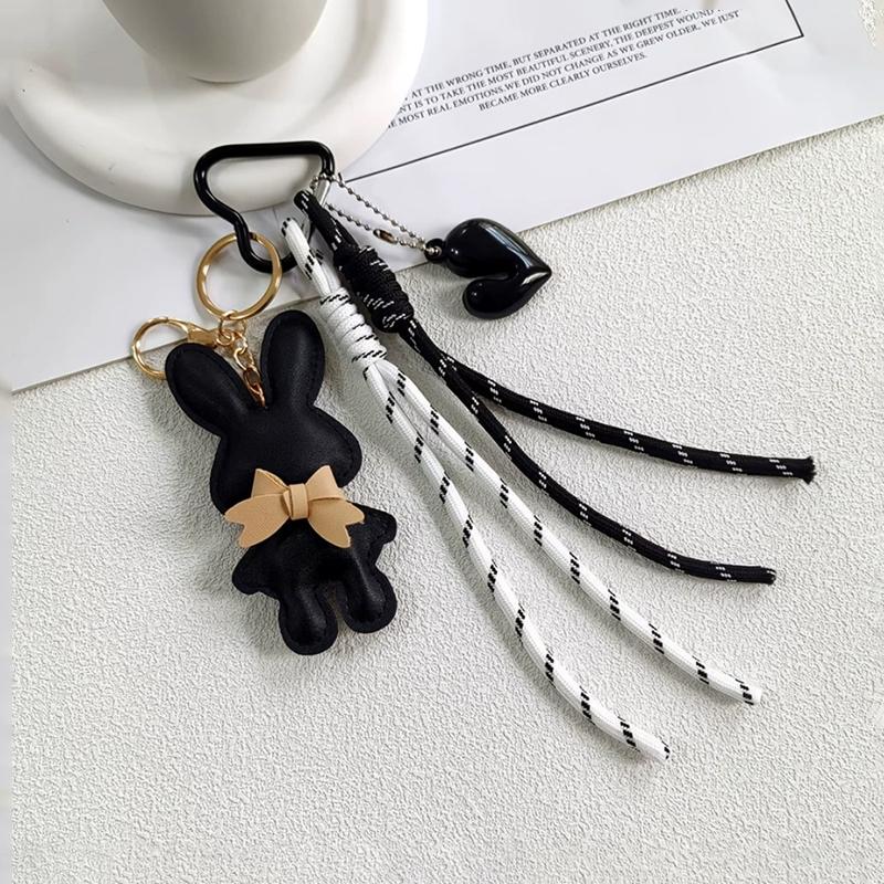 Bag Charm New PU Leather Bunny Decoration Key Holders Hanging Charm Solid Bag Pendant Accessories Gift