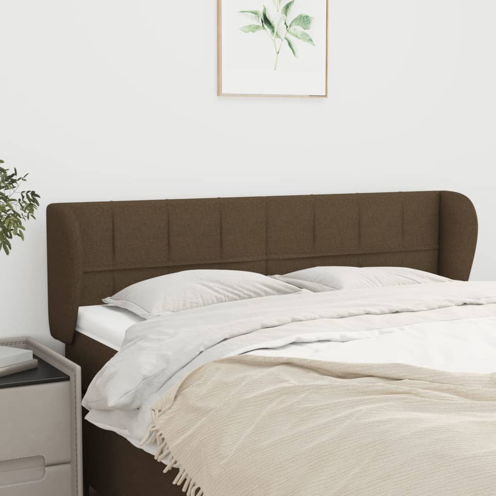 Headboard with Ears Dark Brown 147 x 23 x 78 88 cm Fabric