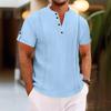 Летние мужские футболки с коротким рукавом на пуговицах, плиссированные, однотонные, повседневные