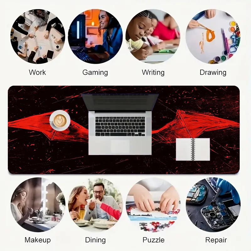 Bat Silhouette Xl Gaming Mouse Pad Nonslip Rubber Base Stitched Edge Waterproof Desk Mat For Pc Laptop Gamer Office Computer Accessories C92750