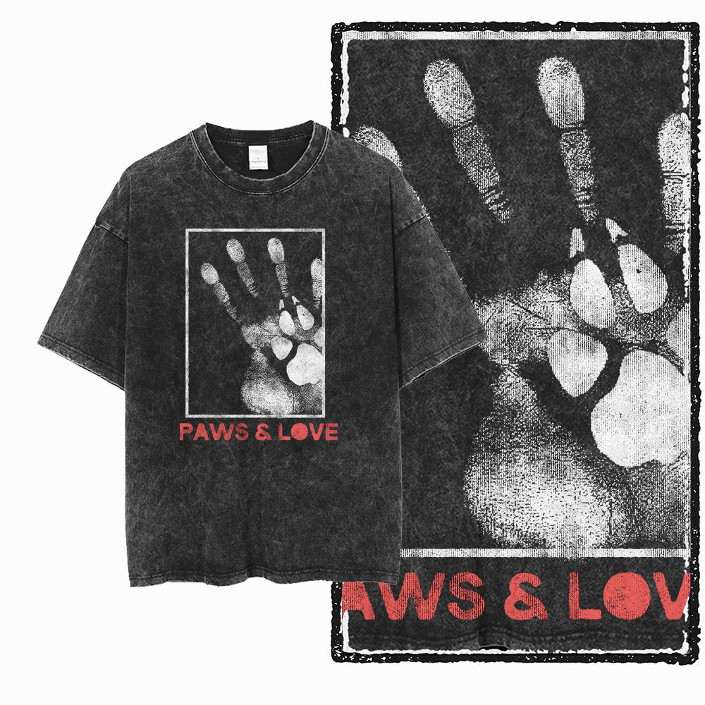 Big Size Dog Graphic Unique Washed Distressed Cotton Unisexs Retro Streetwear TShirt G