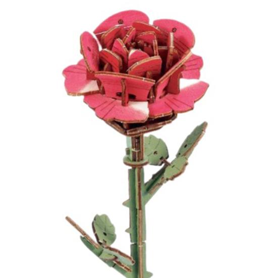 3D Wooden Flower Puzzle Kit for Adults DIY Botanical Bouquet Building Set Wood Sunflower/Rose Floral Craft Kit for Stress Relief Mother's Day