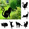 Hot Iron Art Black Ground Inserted Pile Outdoor Lawn Decoration Garden Ornaments Cat Metal Statues