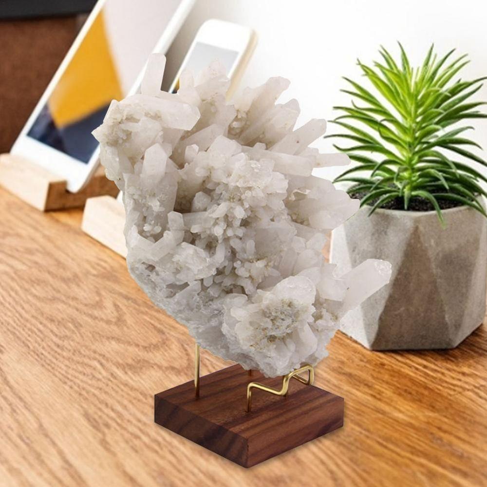 Metal Arm Home Decoraition For Crystal Minerals Display Holder Wood Support Base Rack Mineral Stand