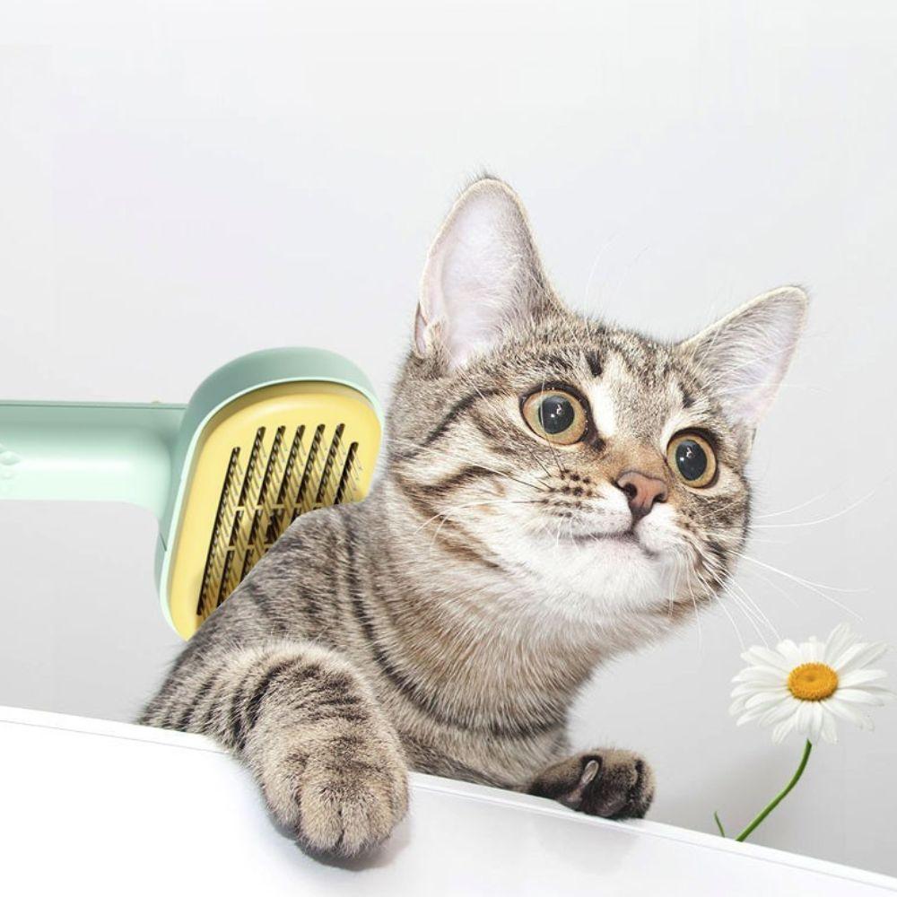 Self-Cleaning Pet Needle Comb Stainless Steel Dog Hair Remover Pet Massage Comb  Bath