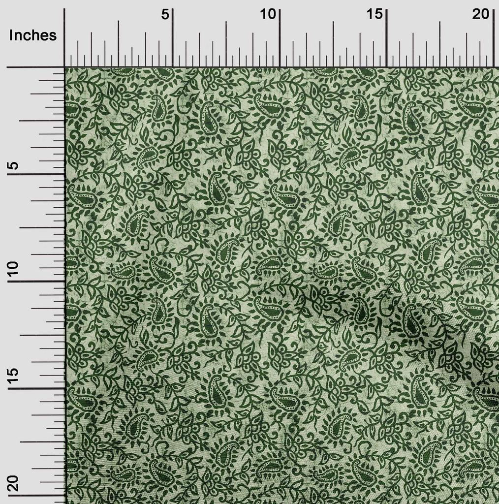 oneOone Cotton Flex Green Fabric Asian Batik Paisley Diy Clothing Quilting Fabric Print Fabric By Yard 40 Inch