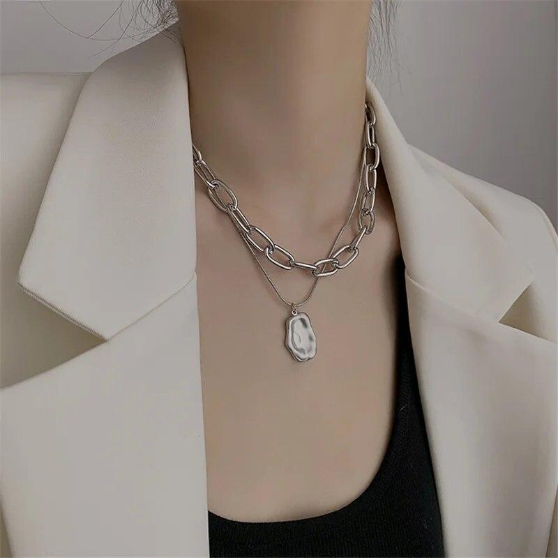 Панк Винтаж Змея Подвеска Ожерелье Для Женщин Хип-Хоп Золотой Цвет Многослойная Коренастая Цепочка Портрет Монета Ожерелье Модные Ювелирные Изделия