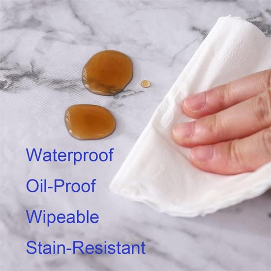 Round Table Cover Waterproof Tablecloth with Elastic Edges Marble Pattern Fitted Table Cover for Home Dinner Party Decoration Table Protection