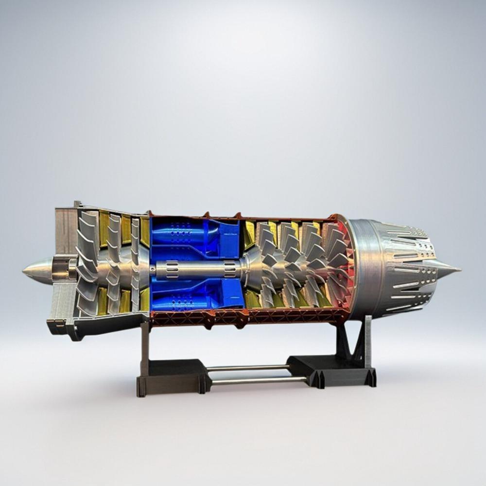 Simulated Aircraft Engine Startable Turbine Engine with LED Lights Desktop Ornament Perspective Turbine Engine Assembly Model